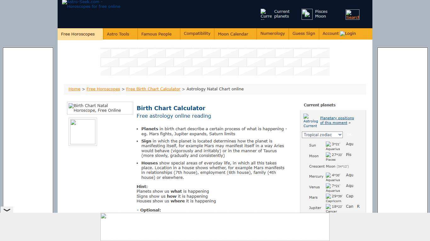 Free Astrology Birth Chart Calculator